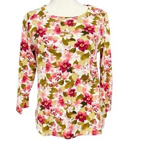 Tommy Bahama Cotton Ashby‎ Isles Heavenly Blooms 3/4 Sleeve T-shirt (Size XS)